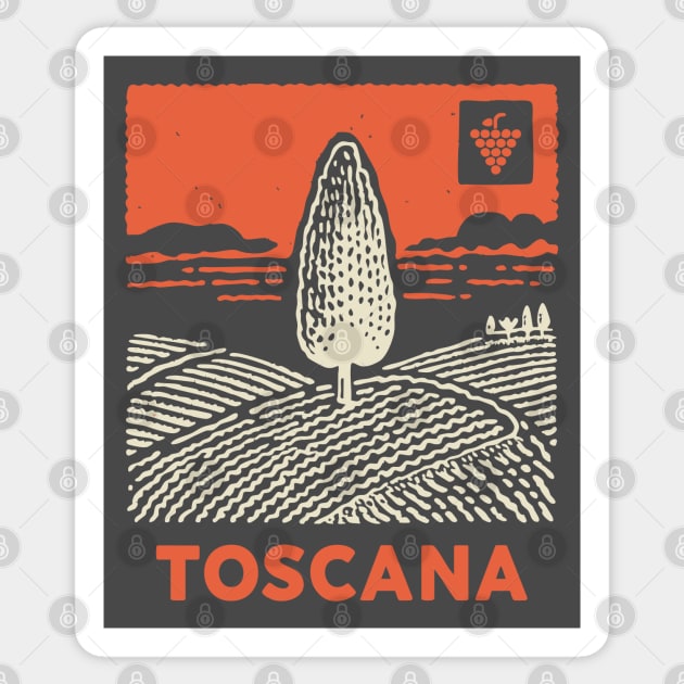 Tuscany Italy - Minimalist Cypress Linework Sticker by TuncGK